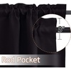 NICETOWN Blackout Window Treatment Pole Pocket Kitchen Tier Curtains- Tailored Scalloped Valance/Swags for Living Room (One Pair, 36 Wide by 63-inches Long Each Panel, Grey)(Black)