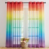 NICETOWN Colorful Curtains, Rainbow Ombre Sheer Curtains for Bedroom Girls Room Decor Ombre Pattern Window Short Sheer Curtains for Girly Nursery Kids Daughter Room (55 x 63 Inch Length, Set of 2)(Rainbow)