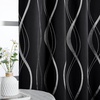 NICETOWN Grey Blackout Striped Pattern Curtains for Living Room, 52 x 84(1 – Black)