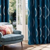 NICETOWN Grey Blackout Striped Pattern Curtains for Living Room, 52 x 84(1 – Moroccan Blue)