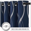 NICETOWN Grey Blackout Striped Pattern Curtains for Living Room, 52 x 84(1 – Navy)