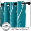 NICETOWN Grey Blackout Striped Pattern Curtains for Living Room, 52 x 84(1 – Peacock Teal)