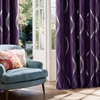 NICETOWN Grey Blackout Striped Pattern Curtains for Living Room, 52 x 84(1 – Royal Purple)