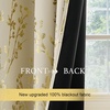NICETOWN Grey Blackout Striped Pattern Curtains for Living Room, 52 x 84(Branch-100% Blackout Beige)