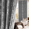 NICETOWN Grey Blackout Striped Pattern Curtains for Living Room, 52 x 84(Branch-100% Blackout Silver Grey)
