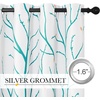 NICETOWN Grey Blackout Striped Pattern Curtains for Living Room, 52 x 84(White&teal)