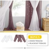 NICETOWN Kids Boys Blackout Curtains, Double-Deck Sheer Panel & Star Drapes for Living Room, Window Treatments with Tie Backs (Blue, 1 Pair, W52 x L95)(Dry Rose)