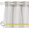 NICETOWN Kids Boys Blackout Curtains, Double-Deck Sheer Panel & Star Drapes for Living Room, Window Treatments with Tie Backs (Blue, 1 Pair, W52 x L95)(Natural)
