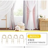NICETOWN Kids Boys Blackout Curtains, Double-Deck Sheer Panel & Star Drapes for Living Room, Window Treatments with Tie Backs (Blue, 1 Pair, W52 x L95)(Pink & Grey)