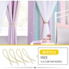 NICETOWN Kids Boys Blackout Curtains, Double-Deck Sheer Panel & Star Drapes for Living Room, Window Treatments with Tie Backs (Blue, 1 Pair, W52 x L95)(Purple & Blue & Pink)