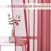 NICETOWN Patio Door Sheer Curtains 96 inch Length, Ring Top Voile Textured Airy Sheer Curtains and Drapes Elegant for Bedroom/Living Room Home Decor, Beige, 54 inch Wide, 2 Panels(Haute Red)