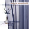 NICETOWN Patio Door Sheer Curtains 96 inch Length, Ring Top Voile Textured Airy Sheer Curtains and Drapes Elegant for Bedroom/Living Room Home Decor, Beige, 54 inch Wide, 2 Panels(Dark Blue)