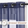 NICETOWN Patio Door Sheer Curtains 96 inch Length, Ring Top Voile Textured Airy Sheer Curtains and Drapes Elegant for Bedroom/Living Room Home Decor, Beige, 54 inch Wide, 2 Panels(Dark Blue)