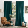 NICETOWN Black Velvet Blackout Curtains 96 inch Long 2 Panels(Green Series – Teal)