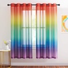 NICETOWN Colorful Curtains, Rainbow Ombre Sheer Curtains for Bedroom Girls Room Decor Ombre Pattern Window Short Sheer Curtains for Girly Nursery Kids Daughter Room (55 x 63 Inch Length, Set of 2)(Rainbow)