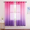 NICETOWN Colorful Curtains, Rainbow Ombre Sheer Curtains for Bedroom Girls Room Decor Ombre Pattern Window Short Sheer Curtains for Girly Nursery Kids Daughter Room (55 x 63 Inch Length, Set of 2)(Pink & Purple)