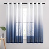 NICETOWN Colorful Curtains, Rainbow Ombre Sheer Curtains for Bedroom Girls Room Decor Ombre Pattern Window Short Sheer Curtains for Girly Nursery Kids Daughter Room (55 x 63 Inch Length, Set of 2)(Navy Blue)