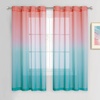 NICETOWN Colorful Curtains, Rainbow Ombre Sheer Curtains for Bedroom Girls Room Decor Ombre Pattern Window Short Sheer Curtains for Girly Nursery Kids Daughter Room (55 x 63 Inch Length, Set of 2)(Pink & Blue)