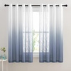 NICETOWN Colorful Curtains, Rainbow Ombre Sheer Curtains for Bedroom Girls Room Decor Ombre Pattern Window Short Sheer Curtains for Girly Nursery Kids Daughter Room (55 x 63 Inch Length, Set of 2)(Stone Blue)