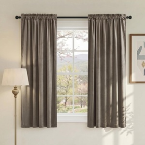 NICETOWN Black Velvet Blackout Curtains 96 inch Long 2 Panels(Brown Series – Taupe)