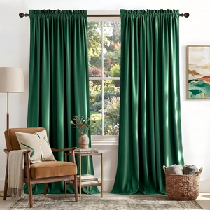 NICETOWN Black Velvet Blackout Curtains 96 inch Long 2 Panels(Green Series – Emerald Green)