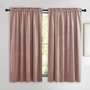 NICETOWN Black Velvet Blackout Curtains 96 inch Long 2 Panels(Pink Series – Dusty Pink)