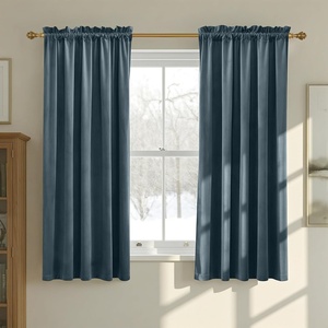 NICETOWN Black Velvet Blackout Curtains 96 inch Long 2 Panels(Slate Blue)