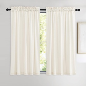 NICETOWN Black Velvet Blackout Curtains 96 inch Long 2 Panels(White Series – Ivory White)