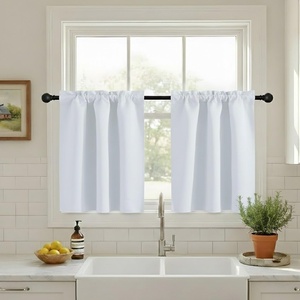 NICETOWN Blackout Window Treatment Pole Pocket Kitchen Tier Curtains- Tailored Scalloped Valance/Swags for Living Room (One Pair, 36 Wide by 63-inches Long Each Panel, Grey)(Greyish White)