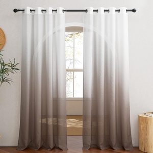 NICETOWN Colorful Curtains, Rainbow Ombre Sheer Curtains for Bedroom Girls Room Decor Ombre Pattern Window Short Sheer Curtains for Girly Nursery Kids Daughter Room (55 x 63 Inch Length, Set of 2)(Taupe| Waterproof)
