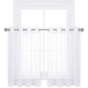 NICETOWN Colorful Curtains, Rainbow Ombre Sheer Curtains for Bedroom Girls Room Decor Ombre Pattern Window Short Sheer Curtains for Girly Nursery Kids Daughter Room (55 x 63 Inch Length, Set of 2)(White)