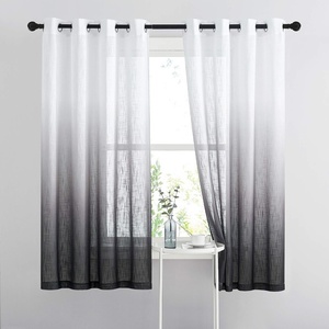 NICETOWN Colorful Curtains, Rainbow Ombre Sheer Curtains for Bedroom Girls Room Decor Ombre Pattern Window Short Sheer Curtains for Girly Nursery Kids Daughter Room (55 x 63 Inch Length, Set of 2)(Black)