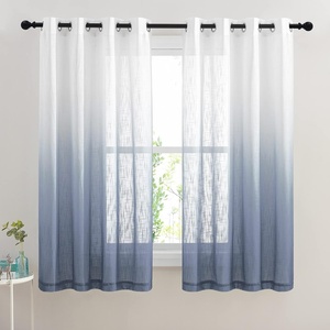 NICETOWN Colorful Curtains, Rainbow Ombre Sheer Curtains for Bedroom Girls Room Decor Ombre Pattern Window Short Sheer Curtains for Girly Nursery Kids Daughter Room (55 x 63 Inch Length, Set of 2)(Stone Blue)