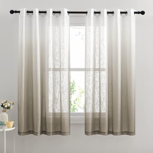 NICETOWN Colorful Curtains, Rainbow Ombre Sheer Curtains for Bedroom Girls Room Decor Ombre Pattern Window Short Sheer Curtains for Girly Nursery Kids Daughter Room (55 x 63 Inch Length, Set of 2)(Taupe)