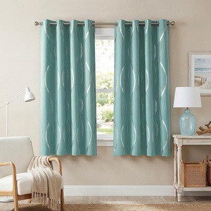NICETOWN Grey Blackout Striped Pattern Curtains for Living Room, 52 x 84(1 – Aqua Blue)