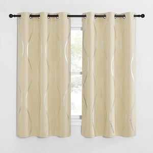 NICETOWN Grey Blackout Striped Pattern Curtains for Living Room, 52 x 84(1 – Biscotti Beige)