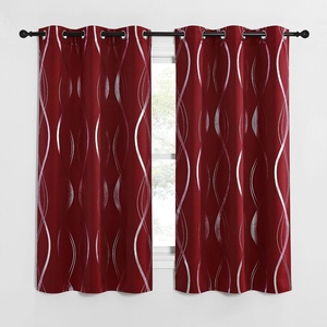 NICETOWN Grey Blackout Striped Pattern Curtains for Living Room, 52 x 84(1 – Burgundy Red)
