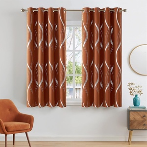 NICETOWN Grey Blackout Striped Pattern Curtains for Living Room, 52 x 84(1 – Burnt Orange)