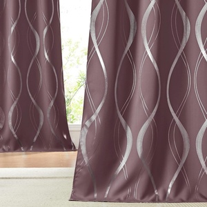 NICETOWN Grey Blackout Striped Pattern Curtains for Living Room, 52 x 84(1 – Dry Rose)