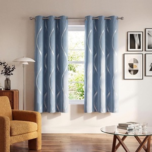 NICETOWN Grey Blackout Striped Pattern Curtains for Living Room, 52 x 84(1 – Dusty Blue)