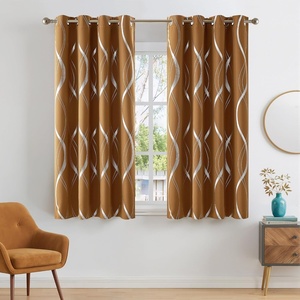 NICETOWN Grey Blackout Striped Pattern Curtains for Living Room, 52 x 84(1 – Gold Brown)