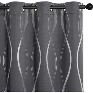 NICETOWN Grey Blackout Striped Pattern Curtains for Living Room, 52 x 84(1 – Grey)