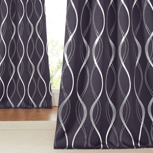 NICETOWN Grey Blackout Striped Pattern Curtains for Living Room, 52 x 84(1 – Greyish Purple)