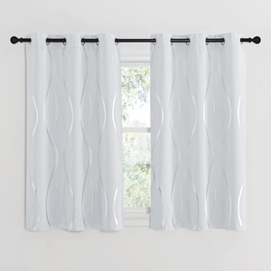 NICETOWN Grey Blackout Striped Pattern Curtains for Living Room, 52 x 84(1 – Greyish White)
