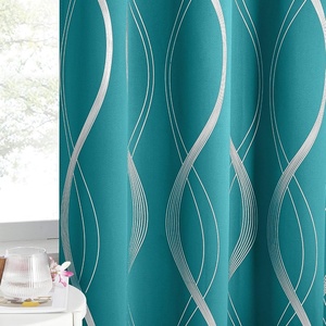 NICETOWN Grey Blackout Striped Pattern Curtains for Living Room, 52 x 84(1 – Peacock Teal)