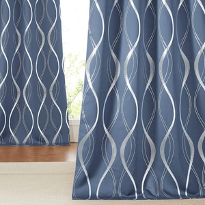 NICETOWN Grey Blackout Striped Pattern Curtains for Living Room, 52 x 84(1 – Stone Blue)