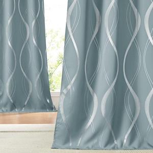 NICETOWN Grey Blackout Striped Pattern Curtains for Living Room, 52 x 84(1 – Stormy Sea)