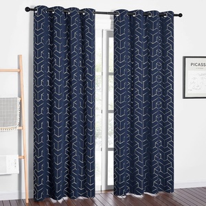 NICETOWN Grey Blackout Striped Pattern Curtains for Living Room, 52 x 84(3 – Navy)