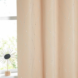 NICETOWN Grey Blackout Striped Pattern Curtains for Living Room, 52 x 84(Biscotti Beige)
