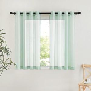 NICETOWN Patio Door Sheer Curtains 96 inch Length, Ring Top Voile Textured Airy Sheer Curtains and Drapes Elegant for Bedroom/Living Room Home Decor, Beige, 54 inch Wide, 2 Panels(Sage Green)
